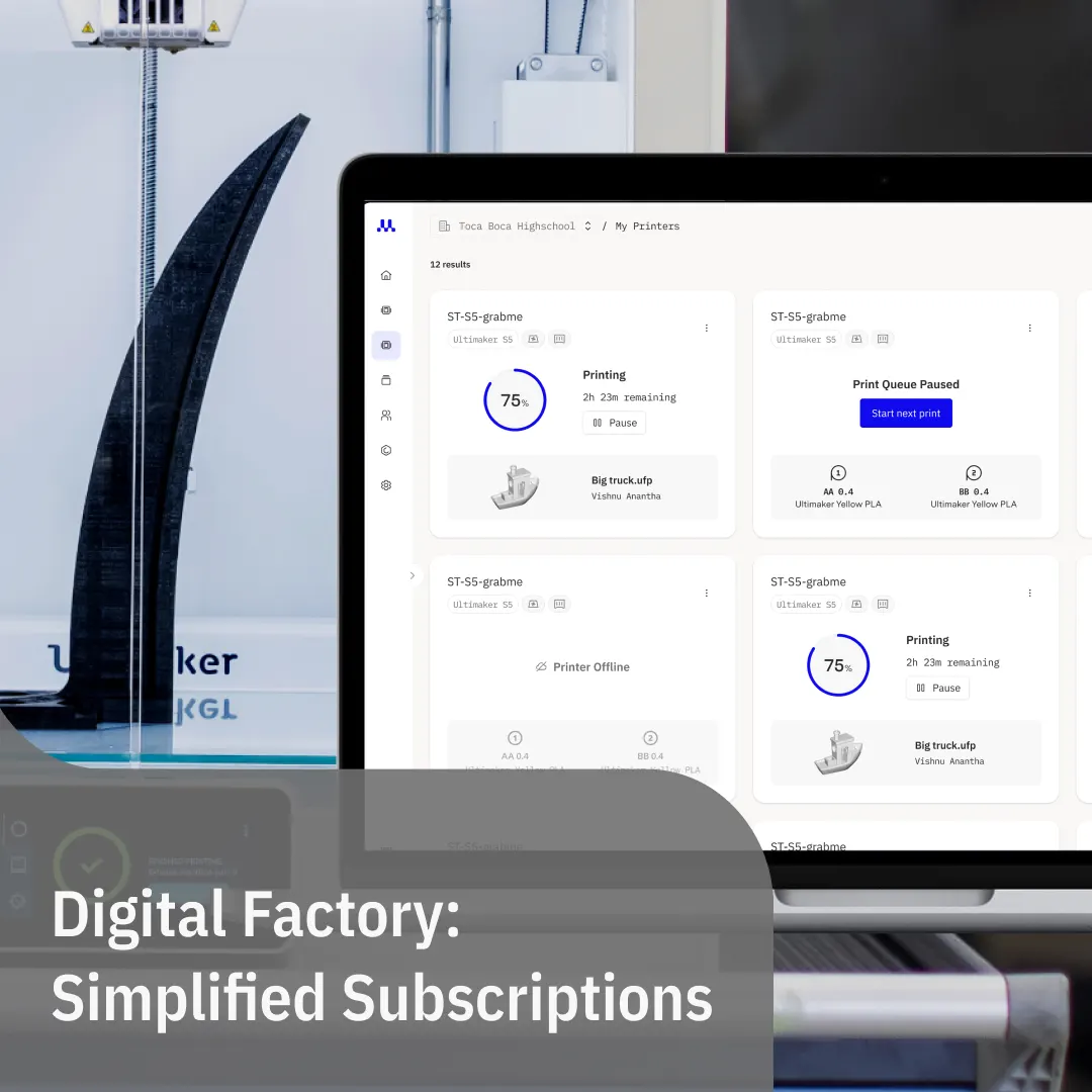 UltiMaker startet neue Profi-Stufen für die Plattform Digital Factory